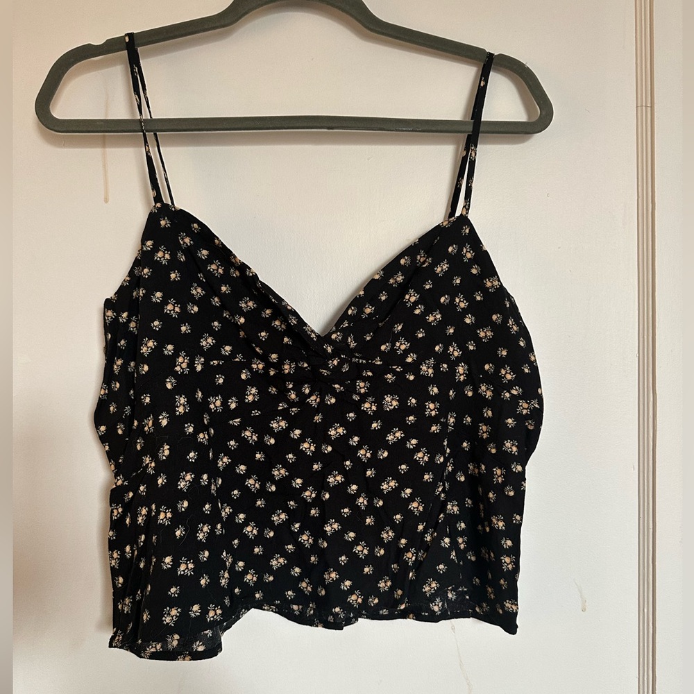 Floral Black Spaghetti Strap Top